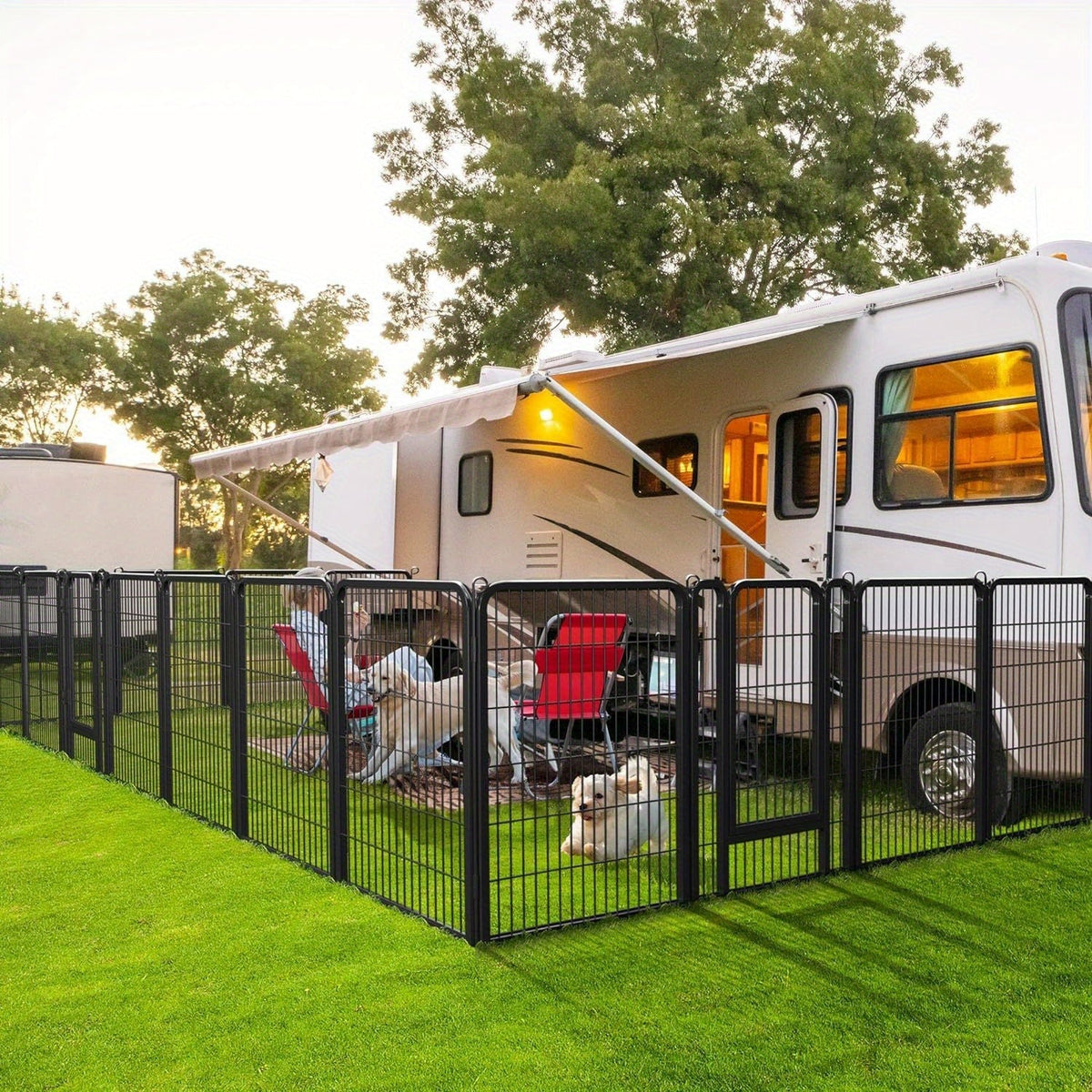 Parc portable pour chiens 8/16 panneaux, enclos d'exercice robuste pour animaux, pour grands, moyens et petits chiens, utilisation intérieure/extérieure, camping en VR, jardin, cour, parc pour chiots, lapins et autres animaux