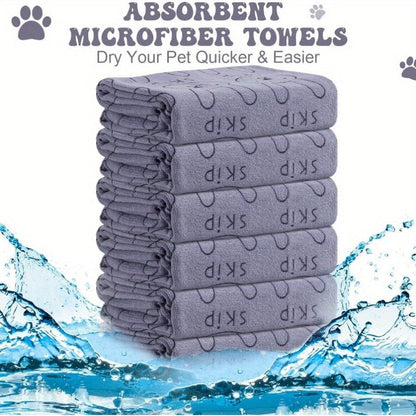 Lot de 6 serviettes de bain pour chien - Serviettes de bain en microfibre à séchage rapide, serviettes de toilettage en polyester super absorbantes pour chiens de petite, moyenne et grande taille, lot de serviettes douces pour le séchage des animaux