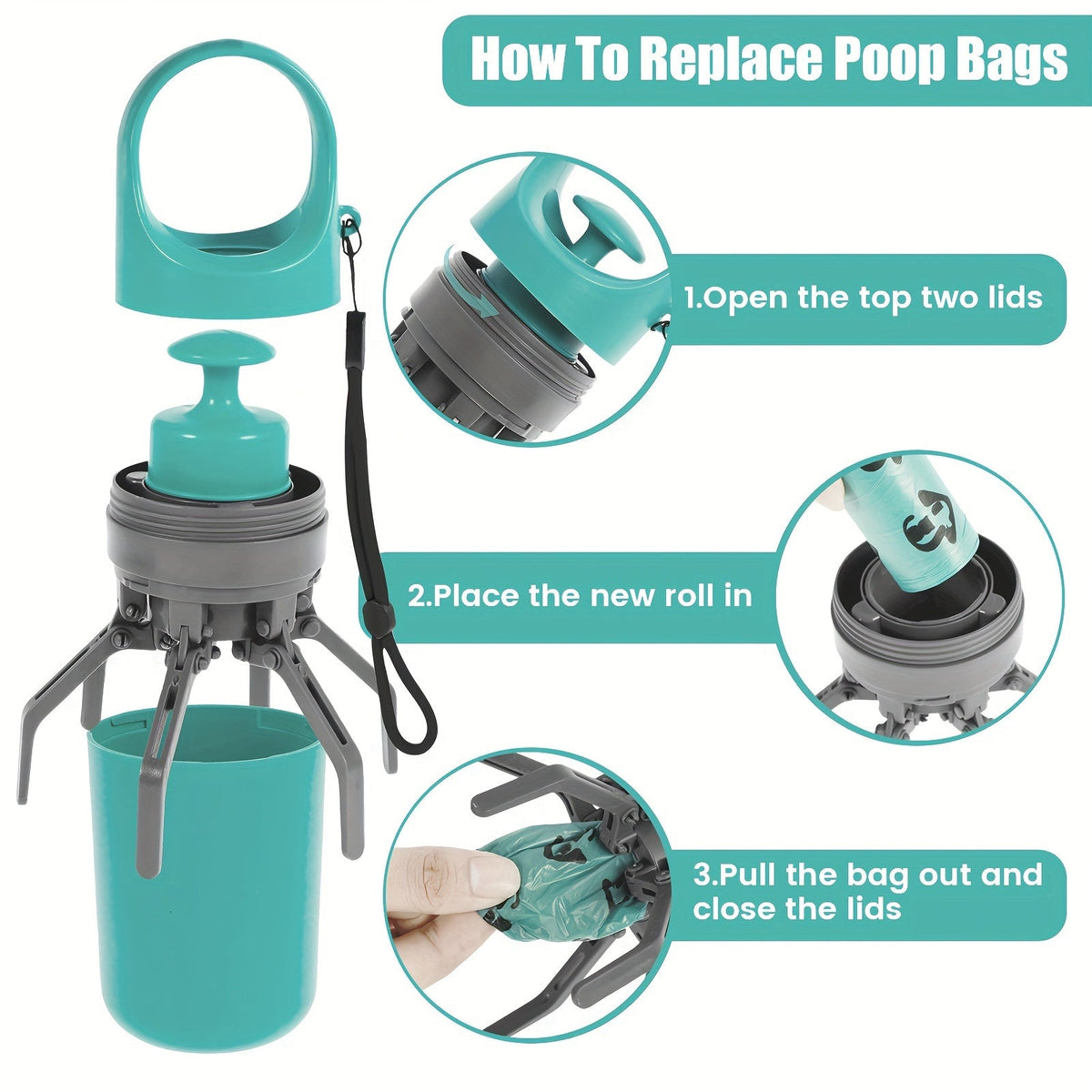 Pelle à déjections canines avec sac à cordon – Ramasse-crottes portable en EVA pour animaux, pelle et distributeur, pelle sanitaire légère pour chiens en extérieur, sans pile, facile à transporter