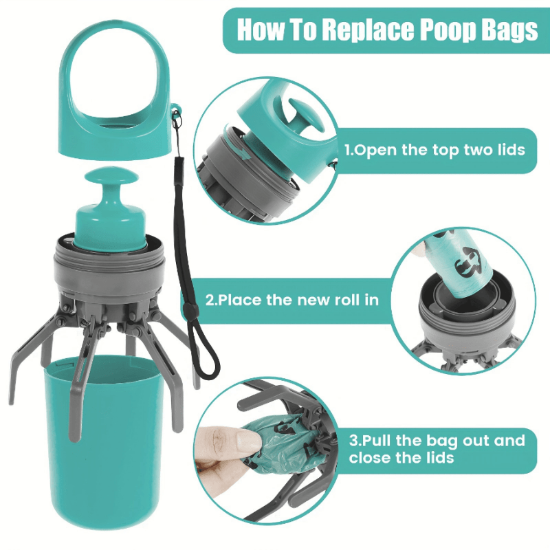 Ramasse-crottes portable en EVA pour chien avec sac – Outil de ramassage de déjections canines extérieur léger et hygiénique, aucune pile requise