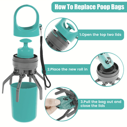 Ramasse-crottes portable en EVA pour chien avec sac – Outil de ramassage de déjections canines extérieur léger et hygiénique, aucune pile requise