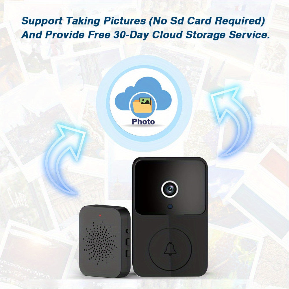 Sonnette vidéo sans fil avec caméra HD, vision nocturne, alertes de mouvement et audio bidirectionnel – Sonnette WiFi intelligente, visualisation mobile à distance, changeur de voix, batterie rechargeable, 2,4 GHz, sécurité domestique