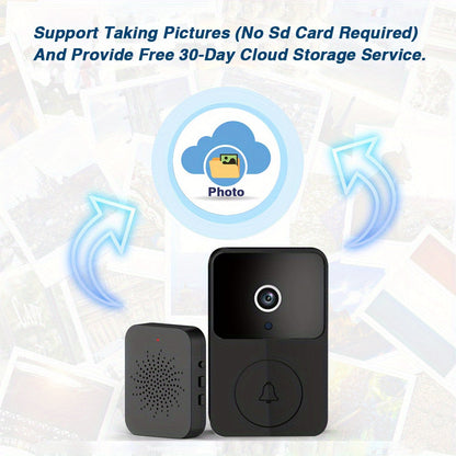 Sonnette vidéo sans fil avec caméra HD, vision nocturne, alertes de mouvement et audio bidirectionnel – Sonnette WiFi intelligente, visualisation mobile à distance, changeur de voix, batterie rechargeable, 2,4 GHz, sécurité domestique