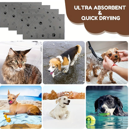 Grande serviette de bain pour chiens et  chats, serviette en microfibre super absorbante et à séchage rapide, 100 x 60 cm, couverture de séchage douce pour le bain, le toilettage et la plage – Cadeau pour animaux de compagnie