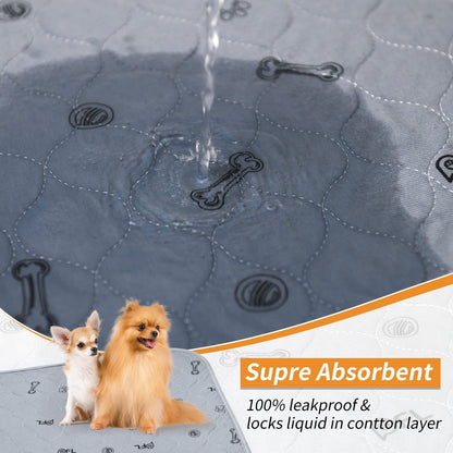 Alèses lavables et réutilisables pour chien avec motif os – Alèses d'entraînement pour chiot antidérapantes, imperméables et absorbantes, tapis de mise bas lavables en machine pour canapé, cage, parc et apprentissage de la propreté, plusieurs tailles
