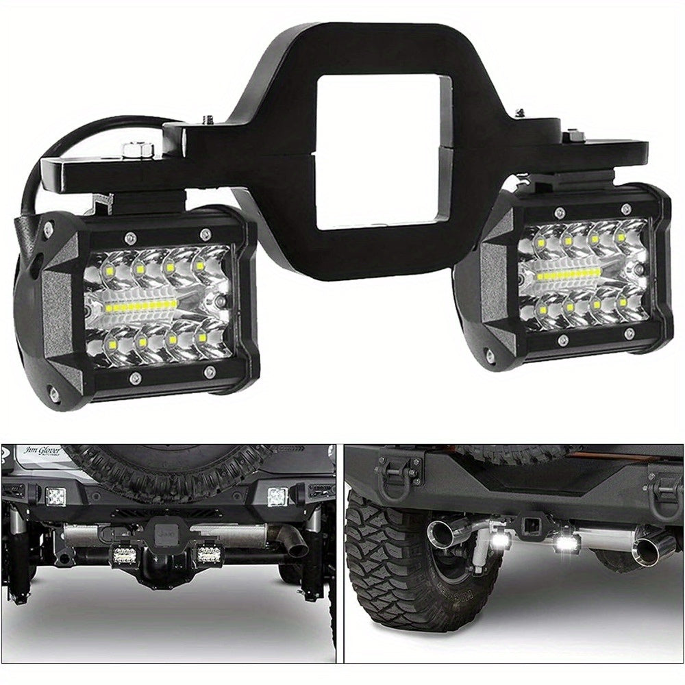 Feu de remorque à LED de 4 pouces, 18 W, 3000+ lumens, avec support de montage pour attelage de 2 pouces – Double projecteur de travail à LED tout-terrain pour camion, remorque, SUV, VTT – Aluminium moulé sous pression, aucune batterie requise