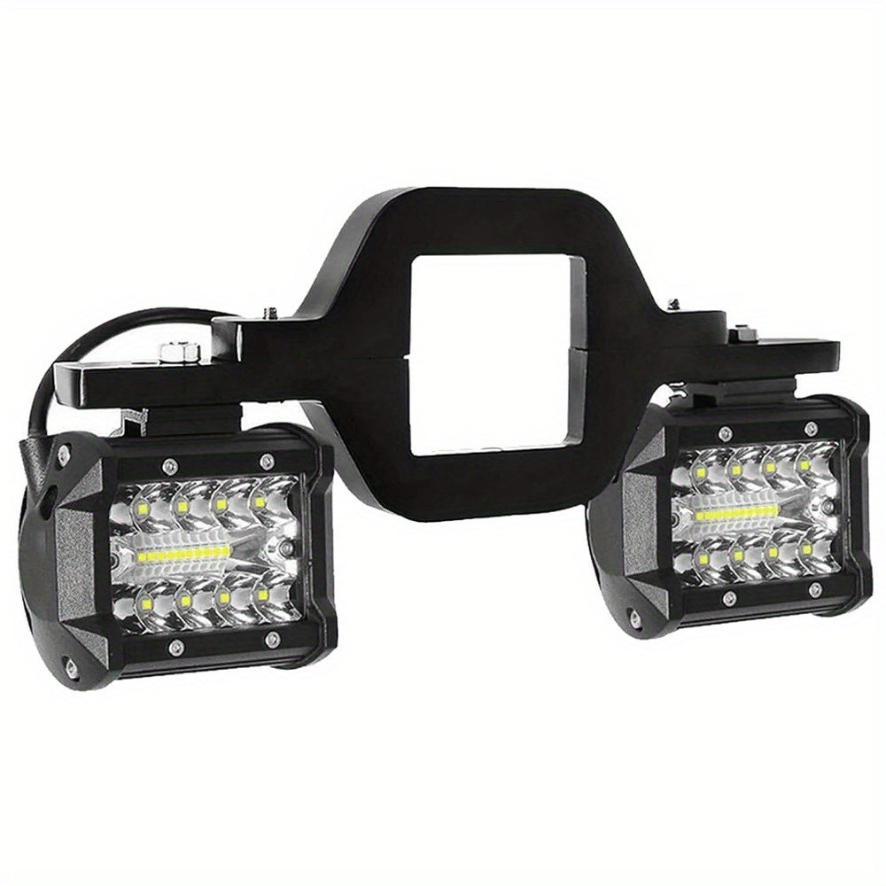 Feu de remorque à LED de 4 pouces, 18 W, 3000+ lumens, avec support de montage pour attelage de 2 pouces – Double projecteur de travail à LED tout-terrain pour camion, remorque, SUV, VTT – Aluminium moulé sous pression, aucune batterie requise