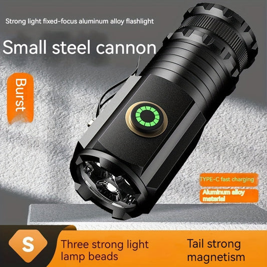 Lampe torche LED rechargeable 3000LM ultra-lumineuse, base magnétique, longue portée - Lampe tactique pour le camping, l'extérieur, la réparation automobile, les urgences et la maison