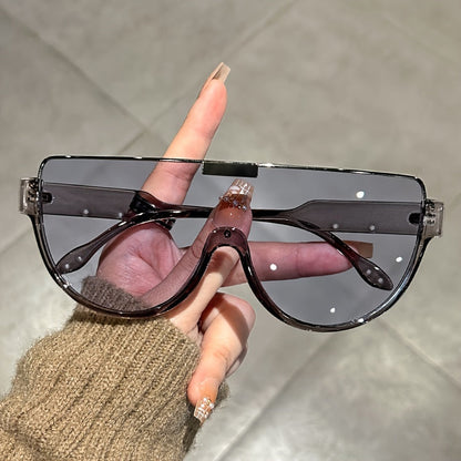 Lunettes de soleil semi-circulaires surdimensionnées unisexe – Protection UV anti-reflet, grande monture ovale, légères et durables pour la randonnée, la plage et les activités en extérieur, lunettes tendance pour hommes et femmes