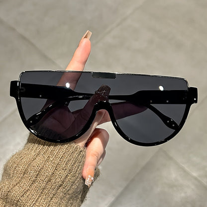 Lunettes de soleil semi-circulaires surdimensionnées unisexe – Protection UV anti-reflet, grande monture ovale, légères et durables pour la randonnée, la plage et les activités en extérieur, lunettes tendance pour hommes et femmes
