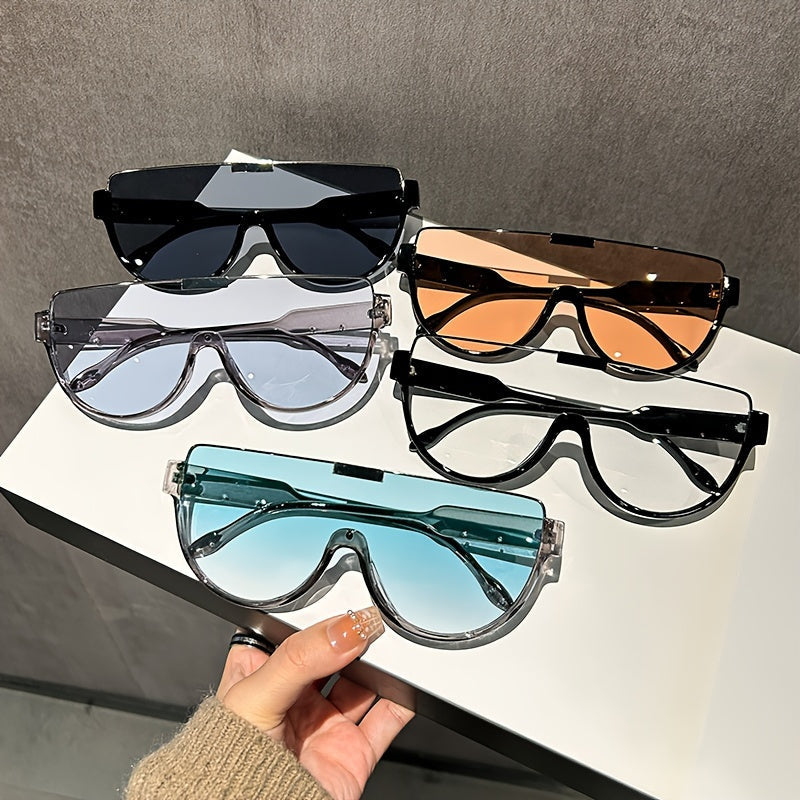 Lunettes de soleil semi-circulaires surdimensionnées unisexe – Protection UV anti-reflet, grande monture ovale, légères et durables pour la randonnée, la plage et les activités en extérieur, lunettes tendance pour hommes et femmes