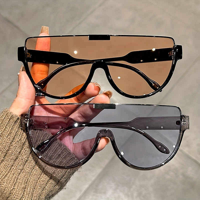 Lunettes de soleil semi-circulaires surdimensionnées unisexe – Protection UV anti-reflet, grande monture ovale, légères et durables pour la randonnée, la plage et les activités en extérieur, lunettes tendance pour hommes et femmes