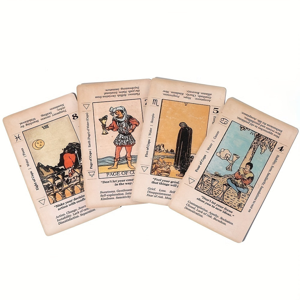Cartes de tarot pour débutants, jeu de 78 cartes vintage avec livret explicatif en PDF pour l'exploration spirituelle, jeu de cartes pour adultes, cadeau pour amis, famille, Halloween, Noël, Thanksgiving, fête