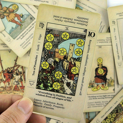 Cartes de tarot pour débutants, jeu de 78 cartes vintage avec livret explicatif en PDF pour l'exploration spirituelle, jeu de cartes pour adultes, cadeau pour amis, famille, Halloween, Noël, Thanksgiving, fête