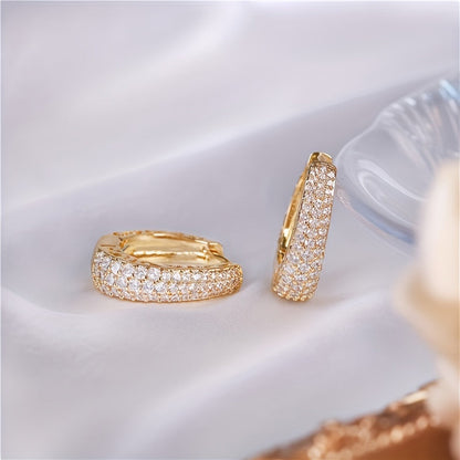Boucles d'oreilles puces en argent sterling S925 plaqué or et zircone synthétique – Style rétro chic, éclat éblouissant, bijoux de luxe élégants pour le quotidien et les soirées, cadeau idéal pour femme