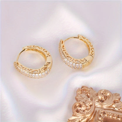 Boucles d'oreilles puces en argent sterling S925 plaqué or et zircone synthétique – Style rétro chic, éclat éblouissant, bijoux de luxe élégants pour le quotidien et les soirées, cadeau idéal pour femme