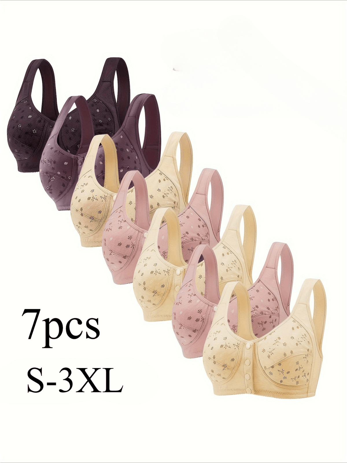 Lot de 7 soutiens-gorge sans couture pour femmes – Bralettes douces à fermeture frontale, sans armature, confortables et respirantes pour le quotidien, le yoga, les voyages et les festivals, tailles S-XXL