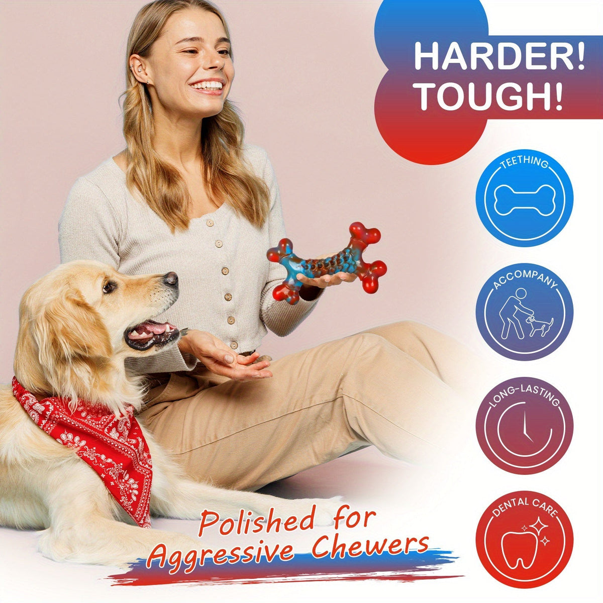 Jouets à mâcher indestructibles pour chiens, mâcheurs agressifs, grande race, jouet de dentition en nylon robuste, durable et solide, anti-ennui, jouet à mâcher interactif, occupe les chiens, rouge, 1 pce, 2 pces, 4 pces