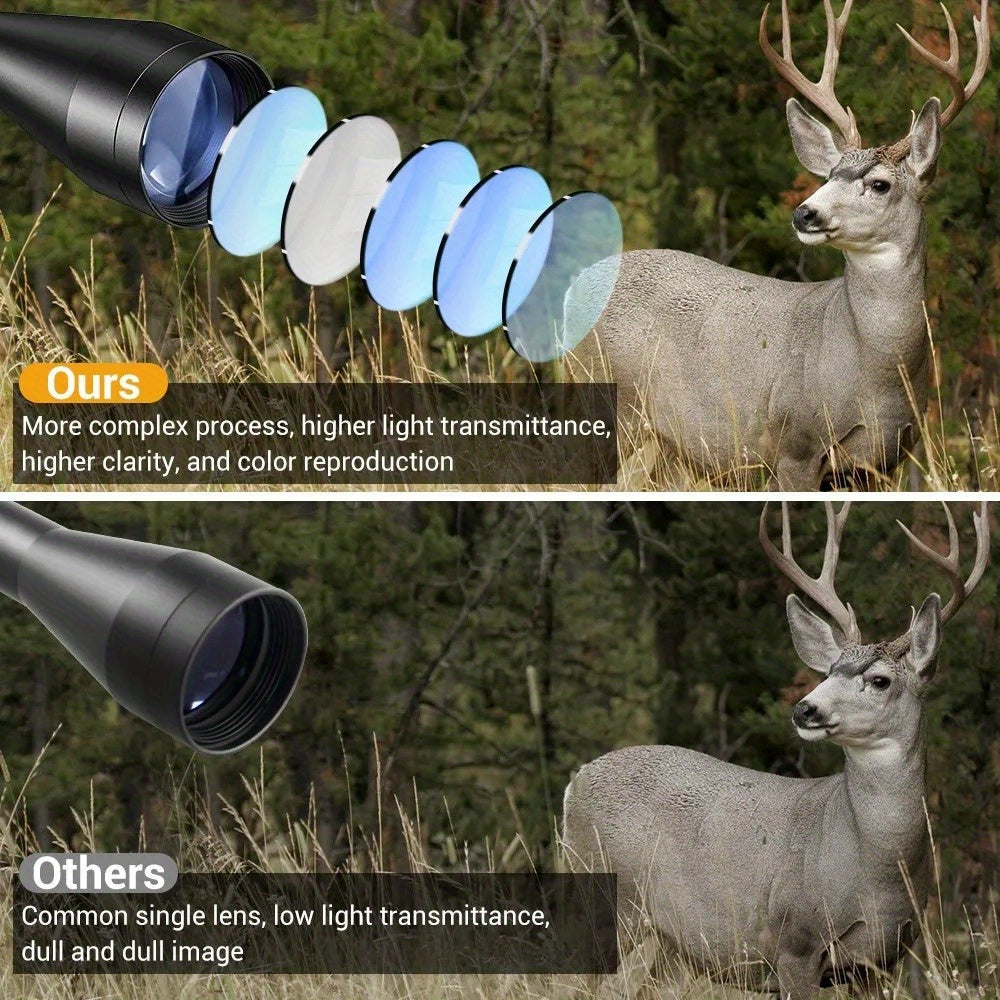 Lunette de visée 3-9x40 avec réticule illuminé rouge et vert – Lunette tactique en alliage d'aluminium renforcé avec système de montage à 4 trous pour la chasse, le tir et les activités en plein air