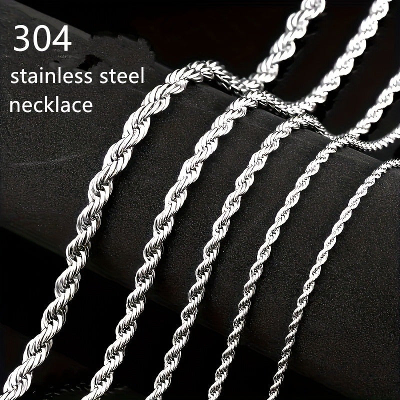 Collier chaîne torsadée en acier inoxydable 304 pour hommes et femmes – Ras-du-cou punk hypoallergénique sans nickel, 3 mm 5 mm, 20 22 24 pouces, unisexe pour usage quotidien
