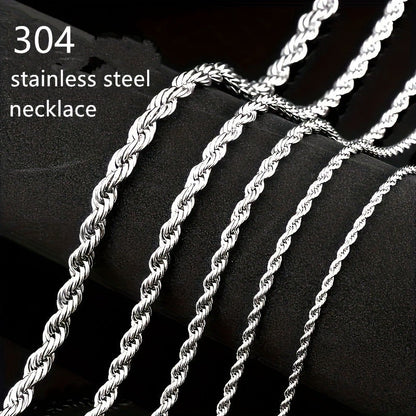 Collier chaîne torsadée en acier inoxydable 304 pour hommes et femmes – Ras-du-cou punk hypoallergénique sans nickel, 3 mm 5 mm, 20 22 24 pouces, unisexe pour usage quotidien