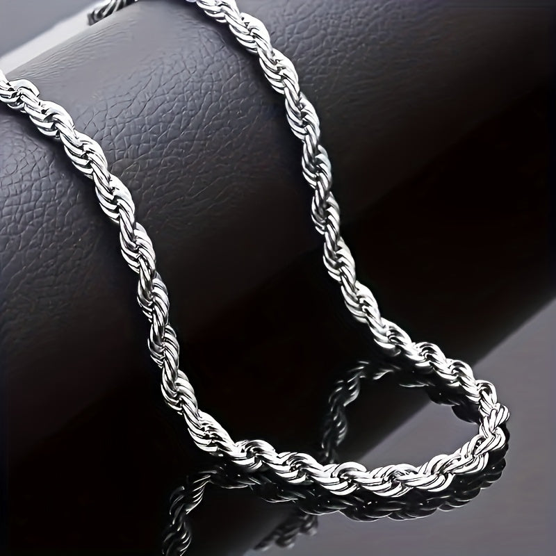 Collier chaîne torsadée en acier inoxydable 304 pour hommes et femmes – Ras-du-cou punk hypoallergénique sans nickel, 3 mm 5 mm, 20 22 24 pouces, unisexe pour usage quotidien