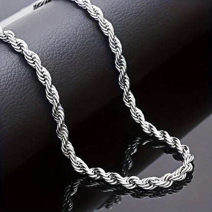 Collier chaîne torsadée en acier inoxydable 304 pour hommes et femmes – Ras-du-cou punk hypoallergénique sans nickel, 3 mm 5 mm, 20 22 24 pouces, unisexe pour usage quotidien