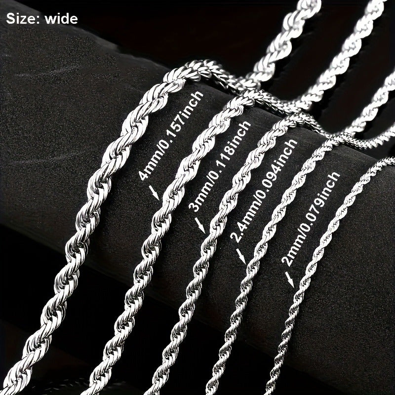 Collier chaîne torsadée en acier inoxydable 304 pour hommes et femmes – Ras-du-cou punk hypoallergénique sans nickel, 3 mm 5 mm, 20 22 24 pouces, unisexe pour usage quotidien
