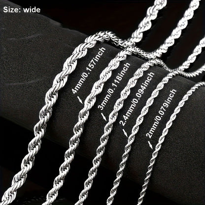 Collier chaîne torsadée en acier inoxydable 304 pour hommes et femmes – Ras-du-cou punk hypoallergénique sans nickel, 3 mm 5 mm, 20 22 24 pouces, unisexe pour usage quotidien