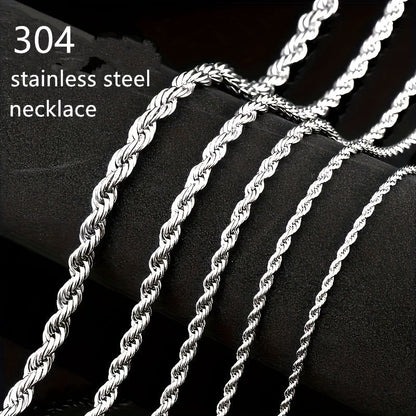 Collier chaîne torsadée en acier inoxydable 304 pour hommes et femmes – Ras-du-cou punk hypoallergénique sans nickel, 3 mm 5 mm, 20 22 24 pouces, unisexe pour usage quotidien