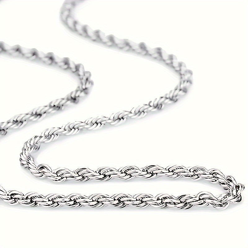 Collier chaîne torsadée en acier inoxydable 304 pour hommes et femmes – Ras-du-cou punk hypoallergénique sans nickel, 3 mm 5 mm, 20 22 24 pouces, unisexe pour usage quotidien