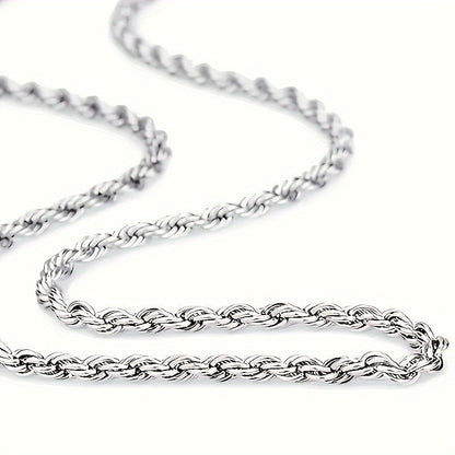 Collier chaîne torsadée en acier inoxydable 304 pour hommes et femmes – Ras-du-cou punk hypoallergénique sans nickel, 3 mm 5 mm, 20 22 24 pouces, unisexe pour usage quotidien