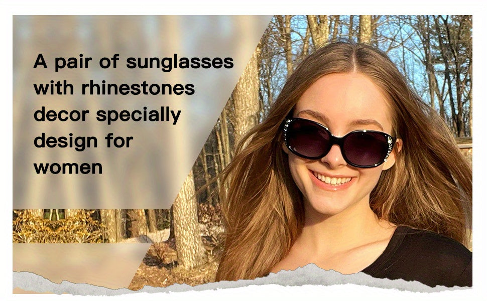 Lunettes de soleil polarisées enveloppantes pour femmes avec détails en strass, protection UV, verres dégradés, monture écran oversize, 4 couleurs