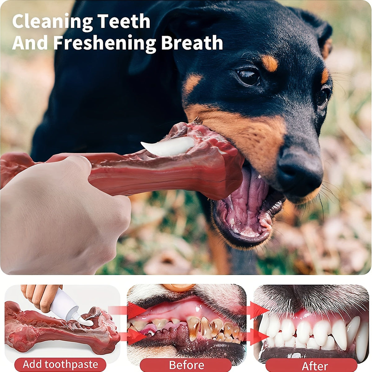 Jouet à mâcher indestructible pour chiens destructeurs, os en caoutchouc naturel durable pour le nettoyage des dents et le jeu interactif, os non toxique pour chiens de petites, moyennes et grandes races – Taille L 15 cm