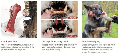 Jouet à mâcher indestructible pour chiens destructeurs, os en caoutchouc naturel durable pour le nettoyage des dents et le jeu interactif, os non toxique pour chiens de petites, moyennes et grandes races – Taille L 15 cm