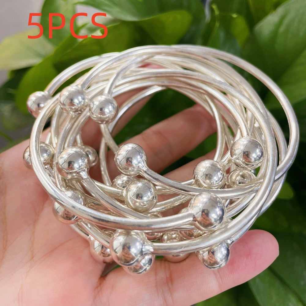 Ensemble de bracelets joncs bohèmes empilables, faits à la main en cuivre épais plaqué argent, style rétro antillais pour femmes, idéal pour le quotidien, les événements spéciaux, cadeau, lot de 5 ou 10 pièces