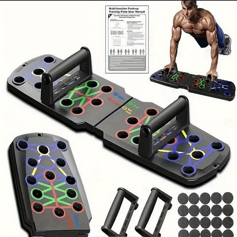Planche de pompes pliable pour entraînements à domicile – Équipement de musculation multi-angles pour hommes et femmes, cible les pectoraux, les triceps, les biceps et les abdominaux, design compact et portable pour l'exercice quotidien et les voyages