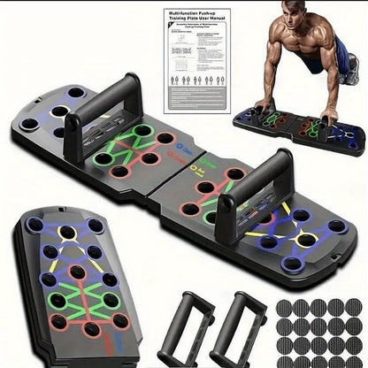 Planche de pompes pliable pour entraînements à domicile – Équipement de musculation multi-angles pour hommes et femmes, cible les pectoraux, les triceps, les biceps et les abdominaux, design compact et portable pour l'exercice quotidien et les voyages