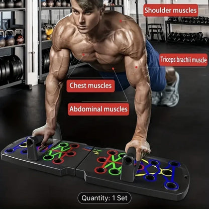 Planche de pompes pliable pour entraînements à domicile – Équipement de musculation multi-angles pour hommes et femmes, cible les pectoraux, les triceps, les biceps et les abdominaux, design compact et portable pour l'exercice quotidien et les voyages