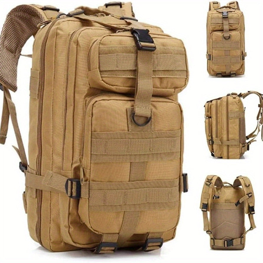 Sac à dos de randonnée tactique camouflage 21-25 L pour homme – Sac de montagne multifonctionnel pour le camping, l'escalade et la randonnée, fermeture éclair, sac d'équipement durable en noir, vert armée et kaki