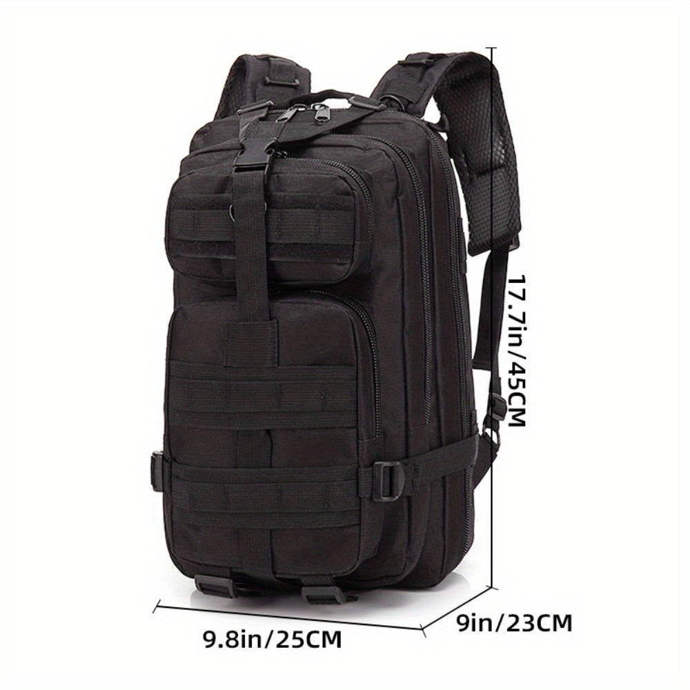 Sac à dos de randonnée tactique camouflage 21-25 L pour homme – Sac de montagne multifonctionnel pour le camping, l'escalade et la randonnée, fermeture éclair, sac d'équipement durable en noir, vert armée et kaki