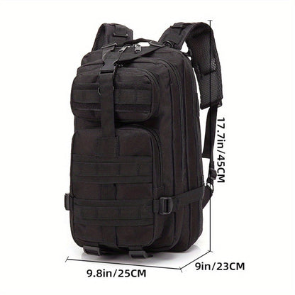Sac à dos de randonnée tactique camouflage 21-25 L pour homme – Sac de montagne multifonctionnel pour le camping, l'escalade et la randonnée, fermeture éclair, sac d'équipement durable en noir, vert armée et kaki