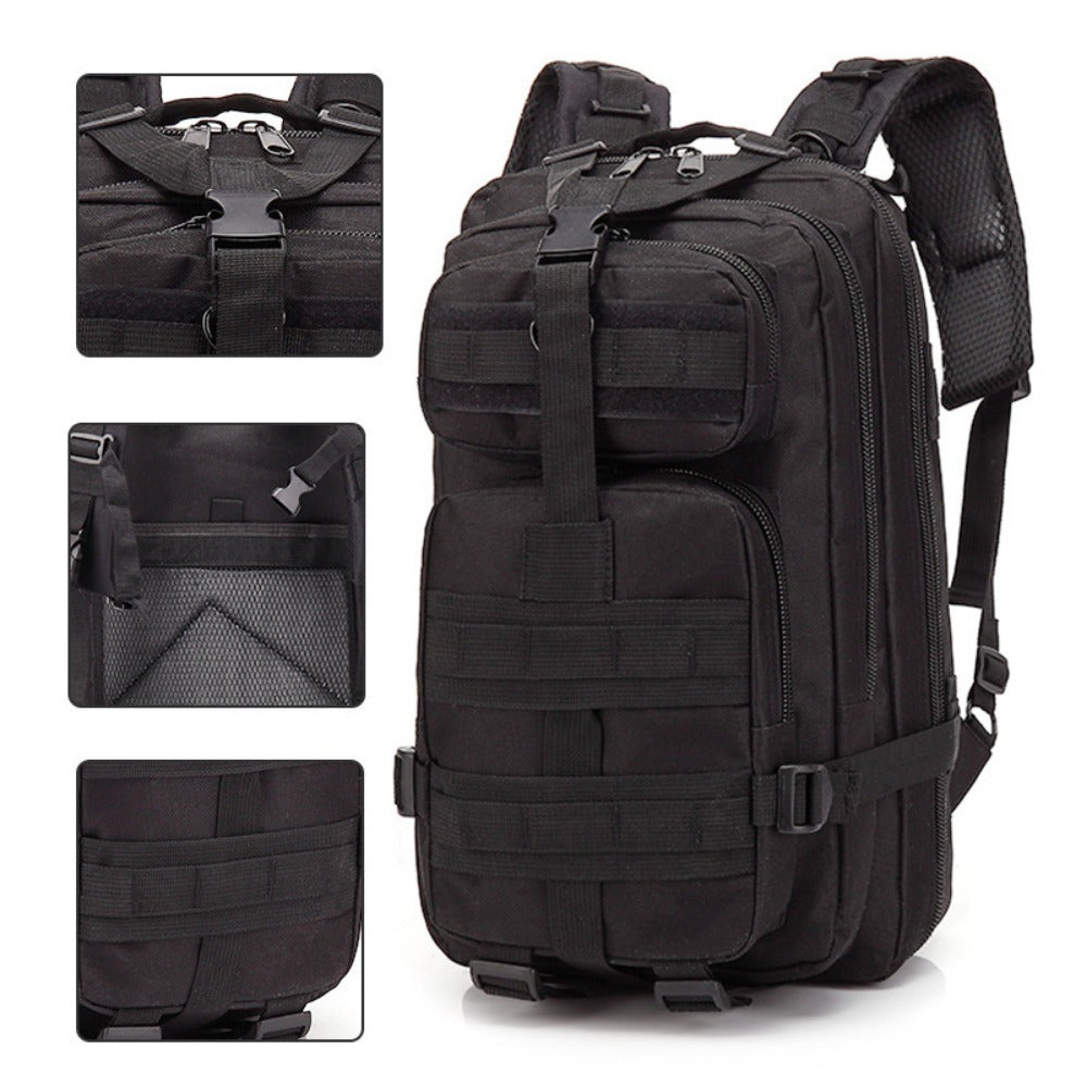Sac à dos de randonnée tactique camouflage 21-25 L pour homme – Sac de montagne multifonctionnel pour le camping, l'escalade et la randonnée, fermeture éclair, sac d'équipement durable en noir, vert armée et kaki