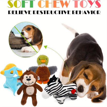 Lot de 12 jouets en peluche couineurs pour chiens – Jouets pour chiots, petits et moyens chiens – Jouets de dentition doux avec coffret cadeau : renard, tigre, lapin, panda et plus