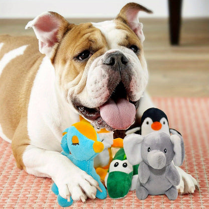 Lot de 12 jouets en peluche couineurs pour chiens – Jouets pour chiots, petits et moyens chiens – Jouets de dentition doux avec coffret cadeau : renard, tigre, lapin, panda et plus