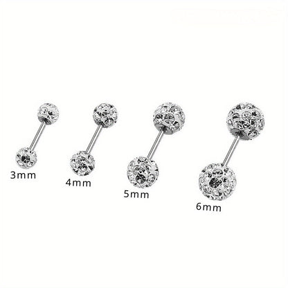 Lot de 4 boucles d'oreilles en argent sterling 925 – Clous d'oreilles bohèmes sphériques avec incrustation de zirconium, bijoux fantaisie de luxe délicats pour femmes, ensemble de boucles d'oreilles en argent hypoallergénique