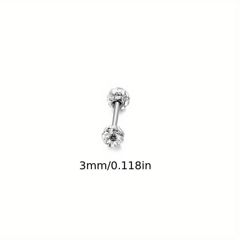 Lot de 4 boucles d'oreilles en argent sterling 925 – Clous d'oreilles bohèmes sphériques avec incrustation de zirconium, bijoux fantaisie de luxe délicats pour femmes, ensemble de boucles d'oreilles en argent hypoallergénique