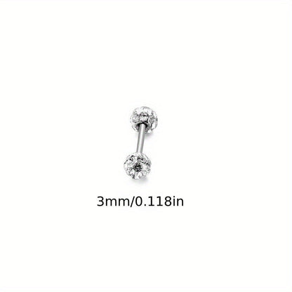 Lot de 4 boucles d'oreilles en argent sterling 925 – Clous d'oreilles bohèmes sphériques avec incrustation de zirconium, bijoux fantaisie de luxe délicats pour femmes, ensemble de boucles d'oreilles en argent hypoallergénique