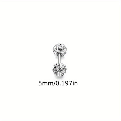 Lot de 4 boucles d'oreilles en argent sterling 925 – Clous d'oreilles bohèmes sphériques avec incrustation de zirconium, bijoux fantaisie de luxe délicats pour femmes, ensemble de boucles d'oreilles en argent hypoallergénique