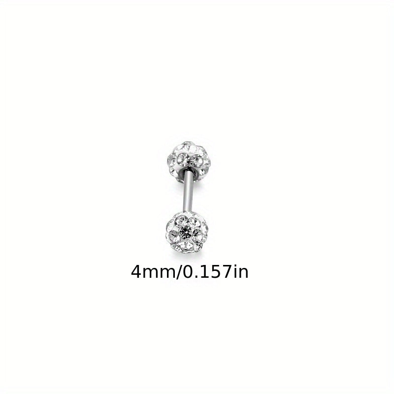 Lot de 4 boucles d'oreilles en argent sterling 925 – Clous d'oreilles bohèmes sphériques avec incrustation de zirconium, bijoux fantaisie de luxe délicats pour femmes, ensemble de boucles d'oreilles en argent hypoallergénique